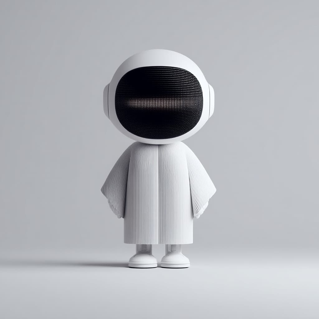 JusticeOS guide mascot, a small white robot in a pleated robe